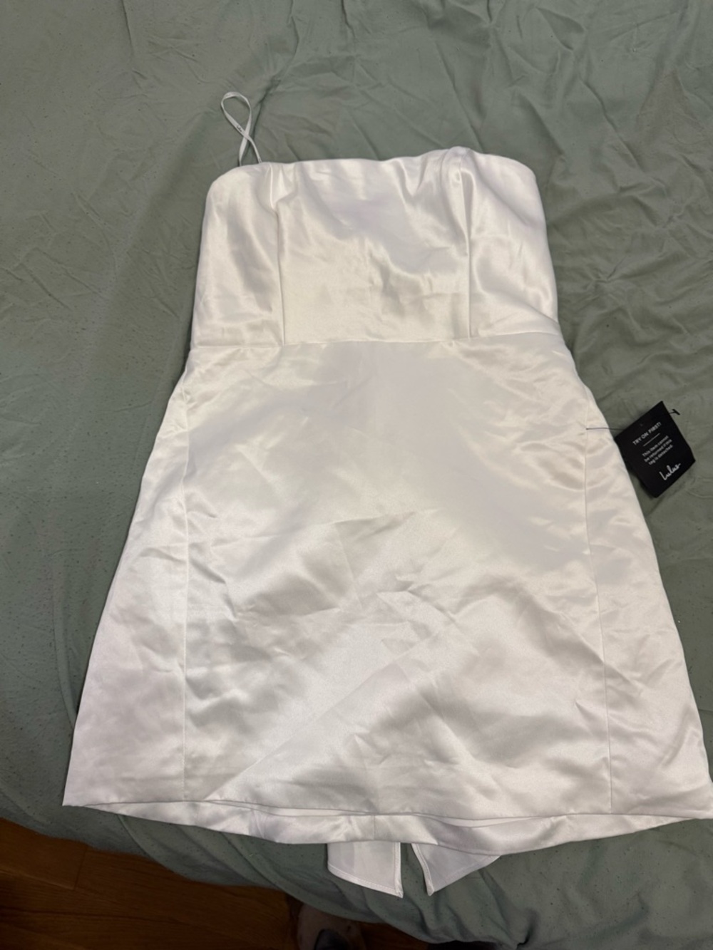 Lulu's White Satin Strapless Mini Dress